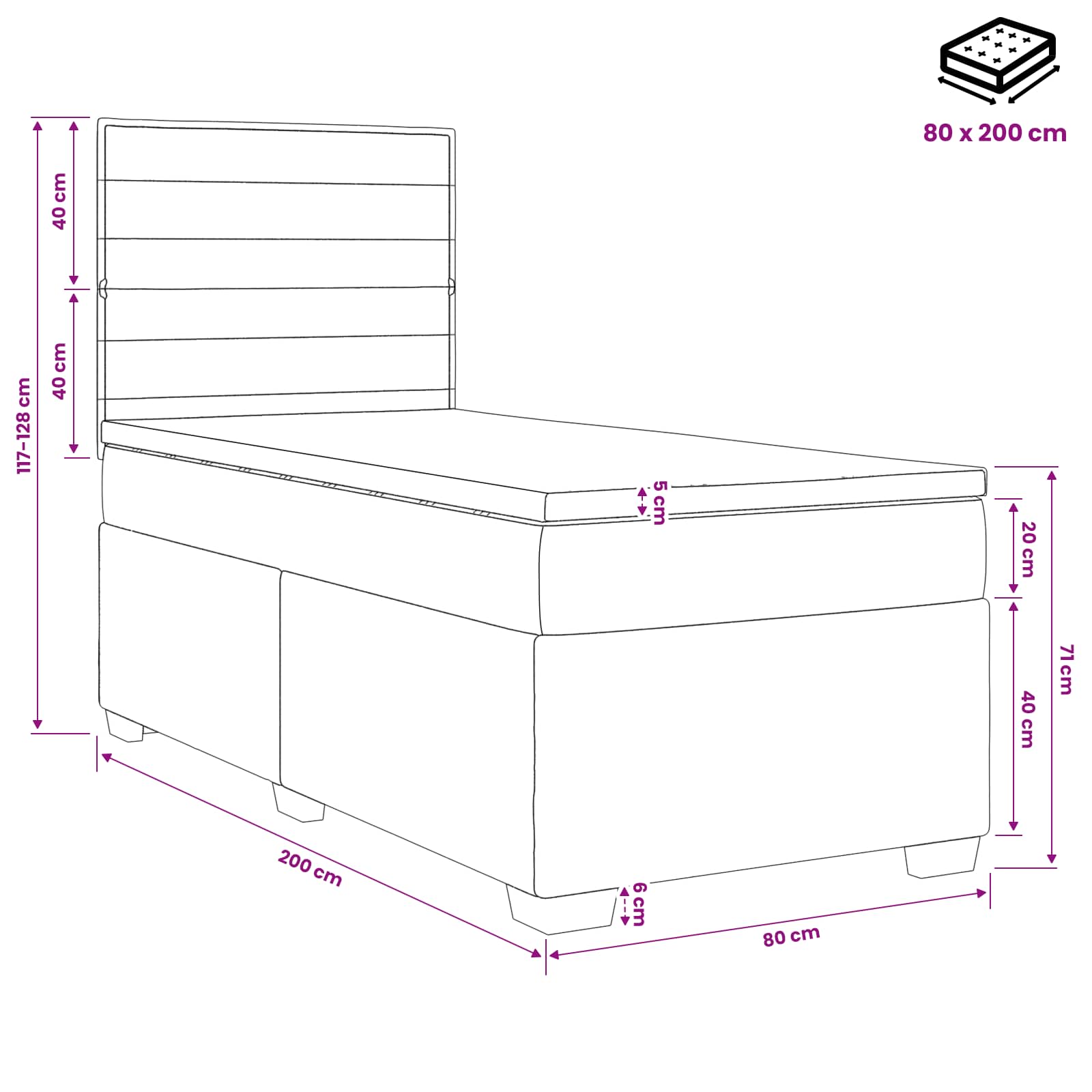 vidaXL Boxspring met matras stof lichtgrijs 90x200 cm