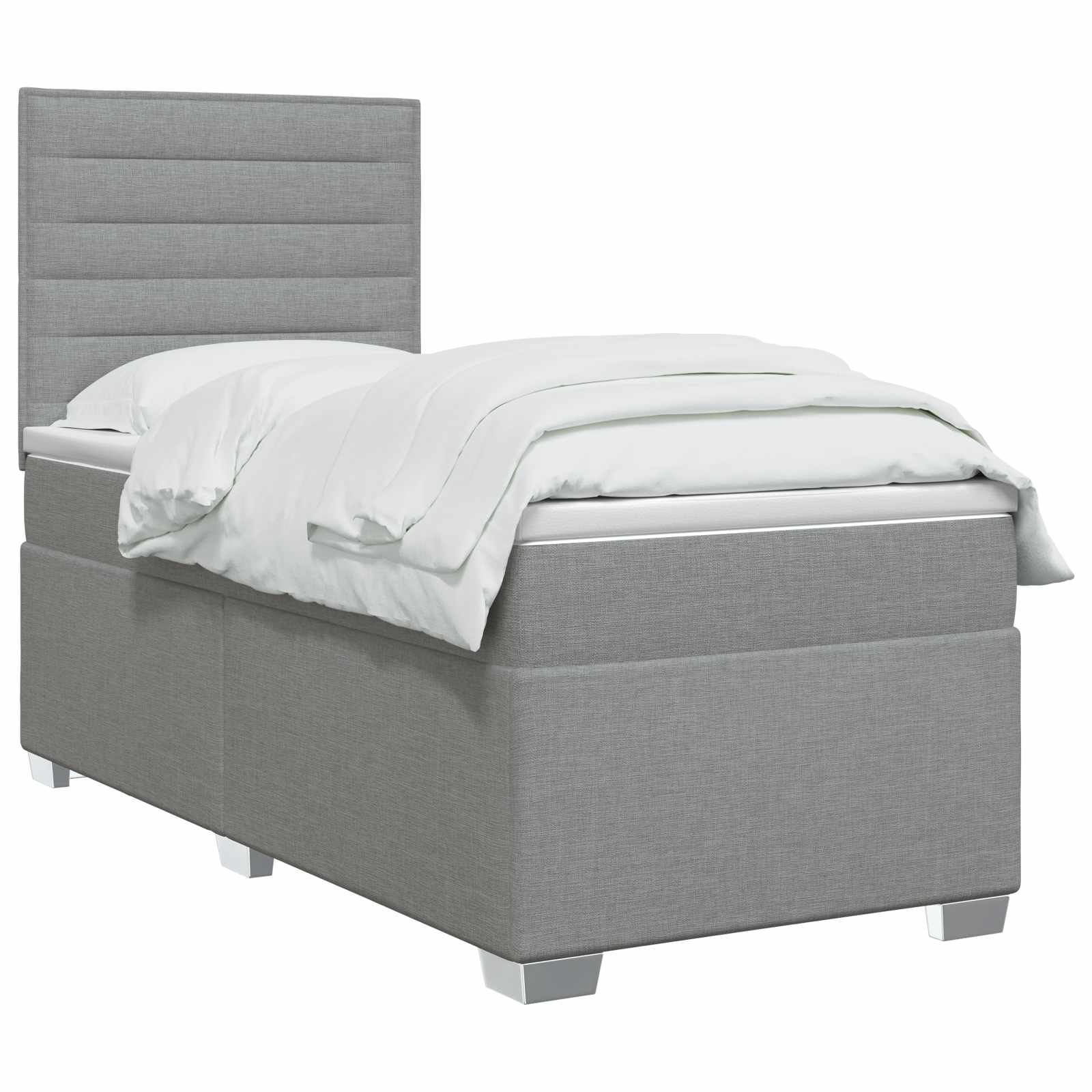 vidaXL Boxspring met matras stof lichtgrijs 90x200 cm