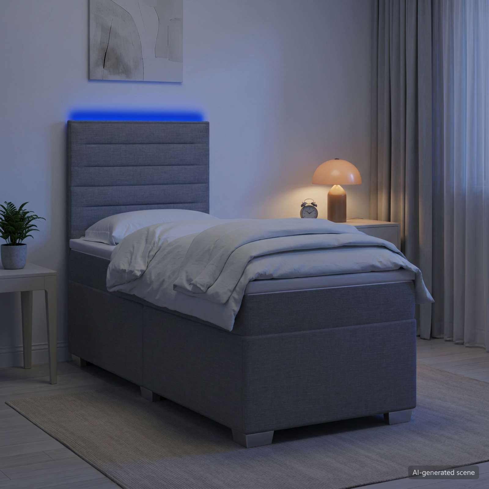 vidaXL Boxspring met matras stof lichtgrijs 90x200 cm