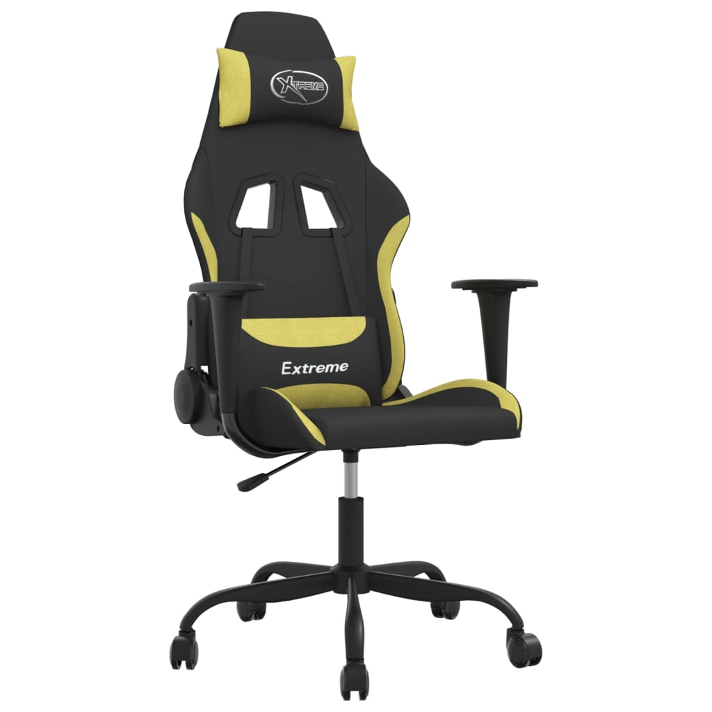 vidaXL Massage Gaming Chair Fabric Black and Light Green
