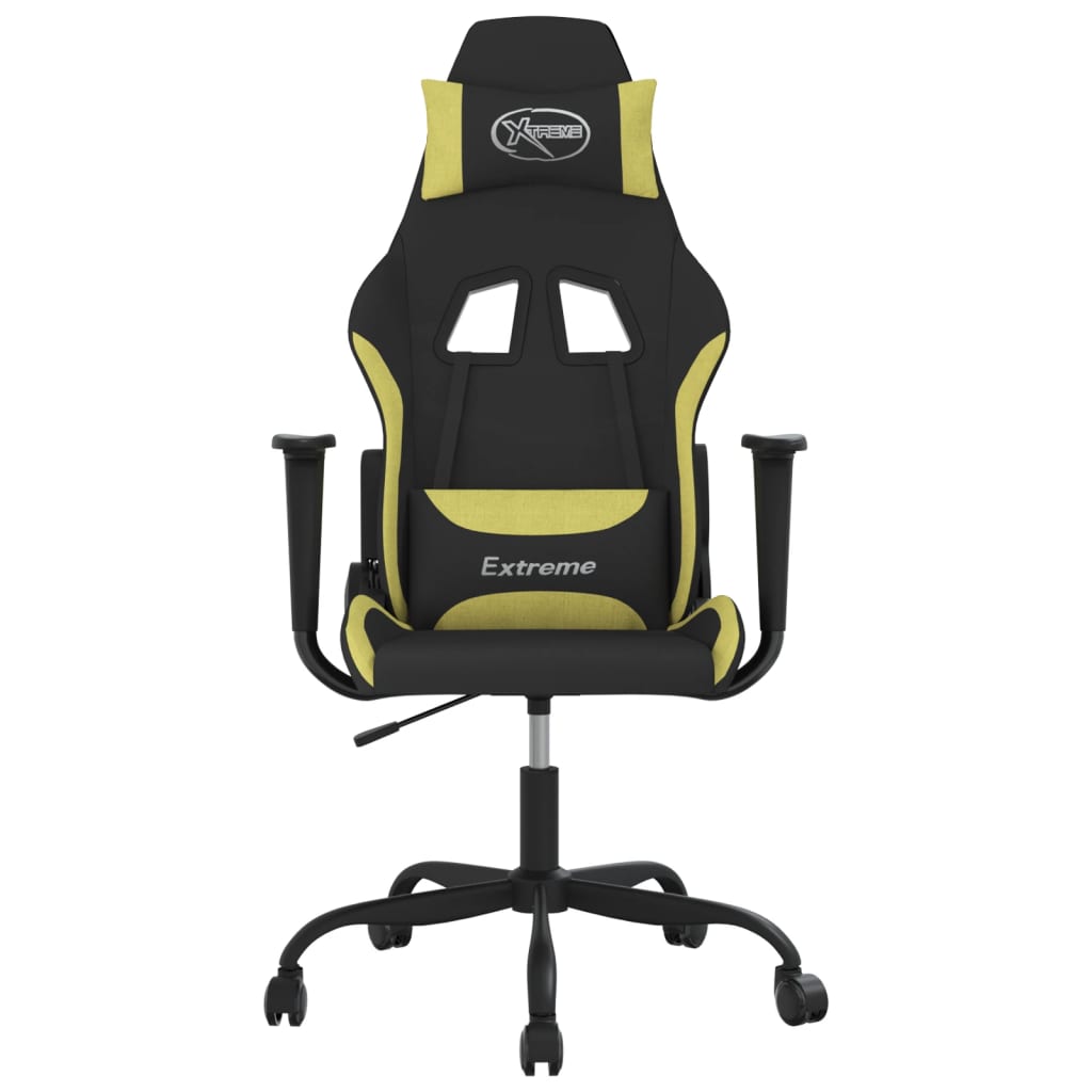 vidaXL Massage Gaming Chair Fabric Black and Light Green