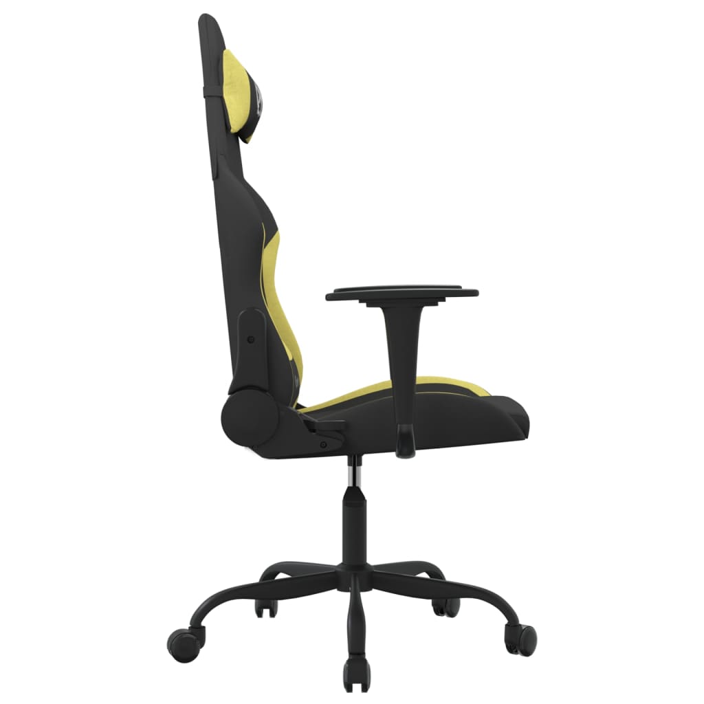vidaXL Massage Gaming Chair Fabric Black and Light Green