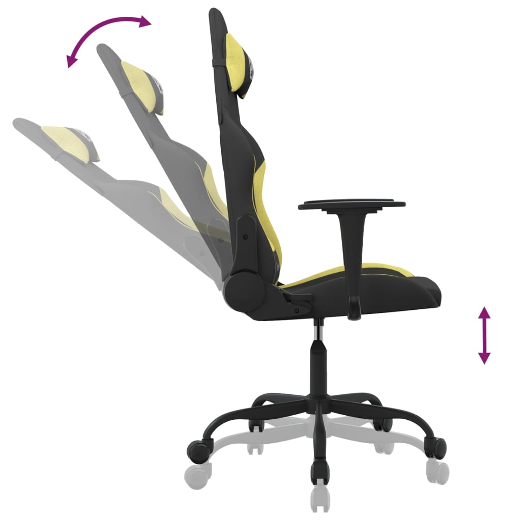 vidaXL Massage Gaming Chair Fabric Black and Light Green