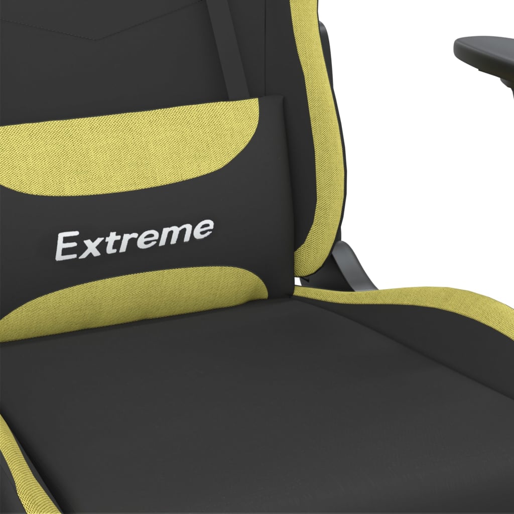 vidaXL Massage Gaming Chair Fabric Black and Light Green