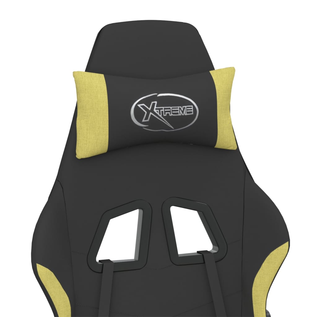 vidaXL Massage Gaming Chair Fabric Black and Light Green