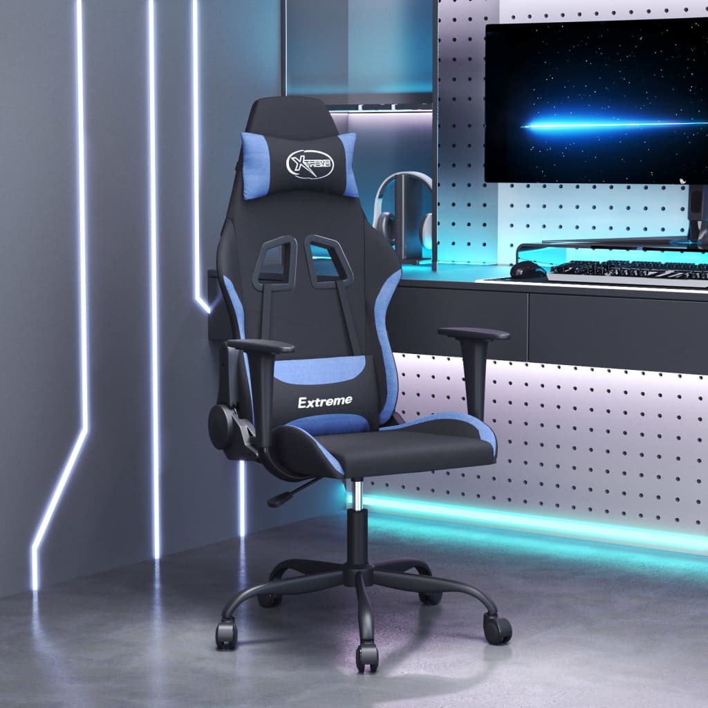 vidaXL Massage Gaming Chair Fabric Black and Light Green
