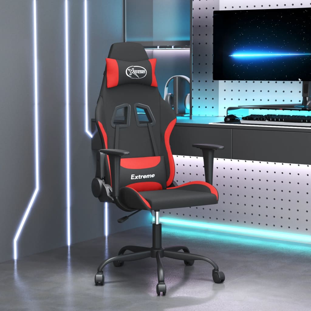 vidaXL Massage Gaming Chair Fabric Black and Light Green
