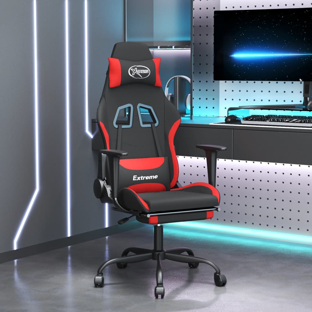 vidaXL Massage Gaming Chair Fabric Black and Light Green