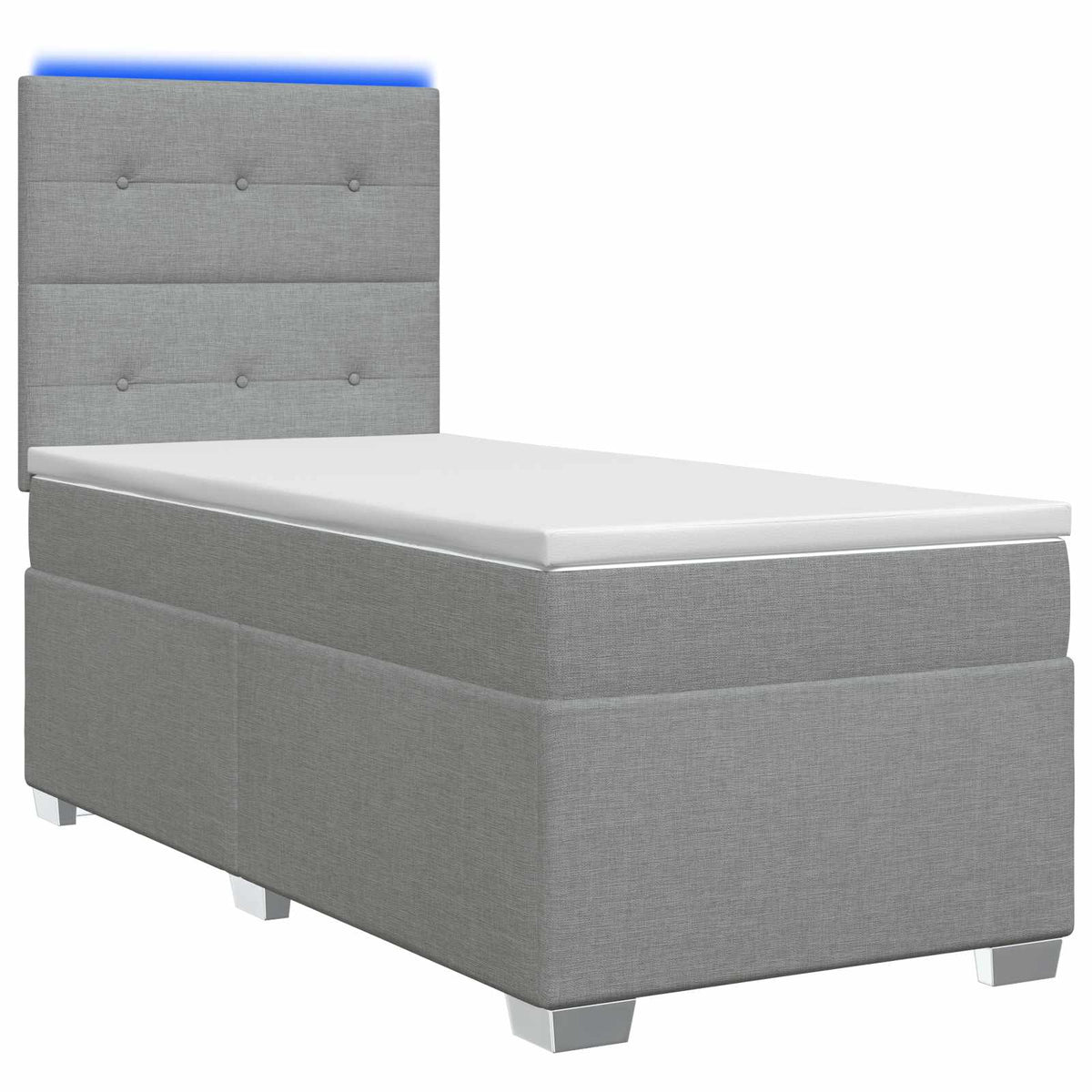 vidaXL Boxspring Bed met Matras en LED Donkergrijs 90 x 190 cm Stof