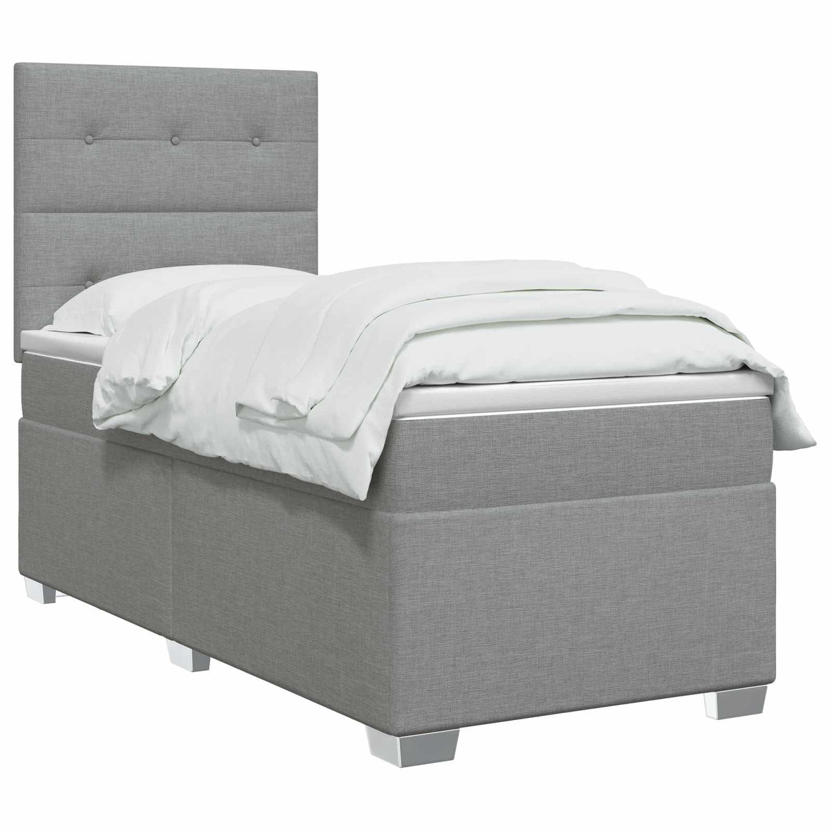 vidaXL Boxspring Bed met Matras en LED Donkergrijs 90 x 190 cm Stof
