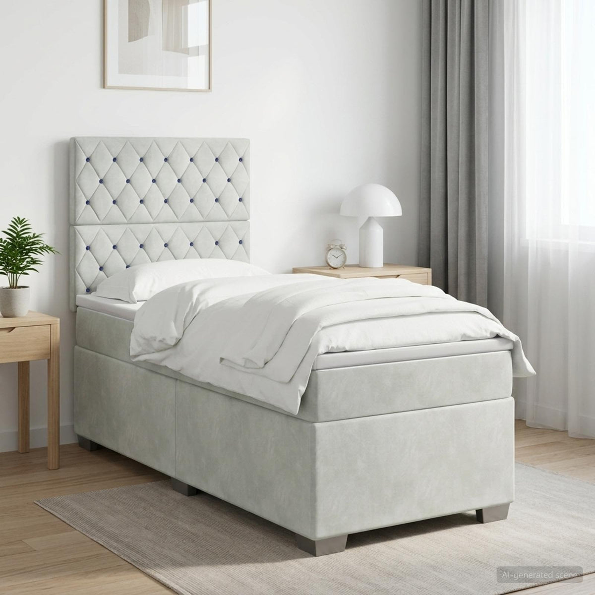 vidaXL Boxspring met matras fluweel blauw 140x190 cm