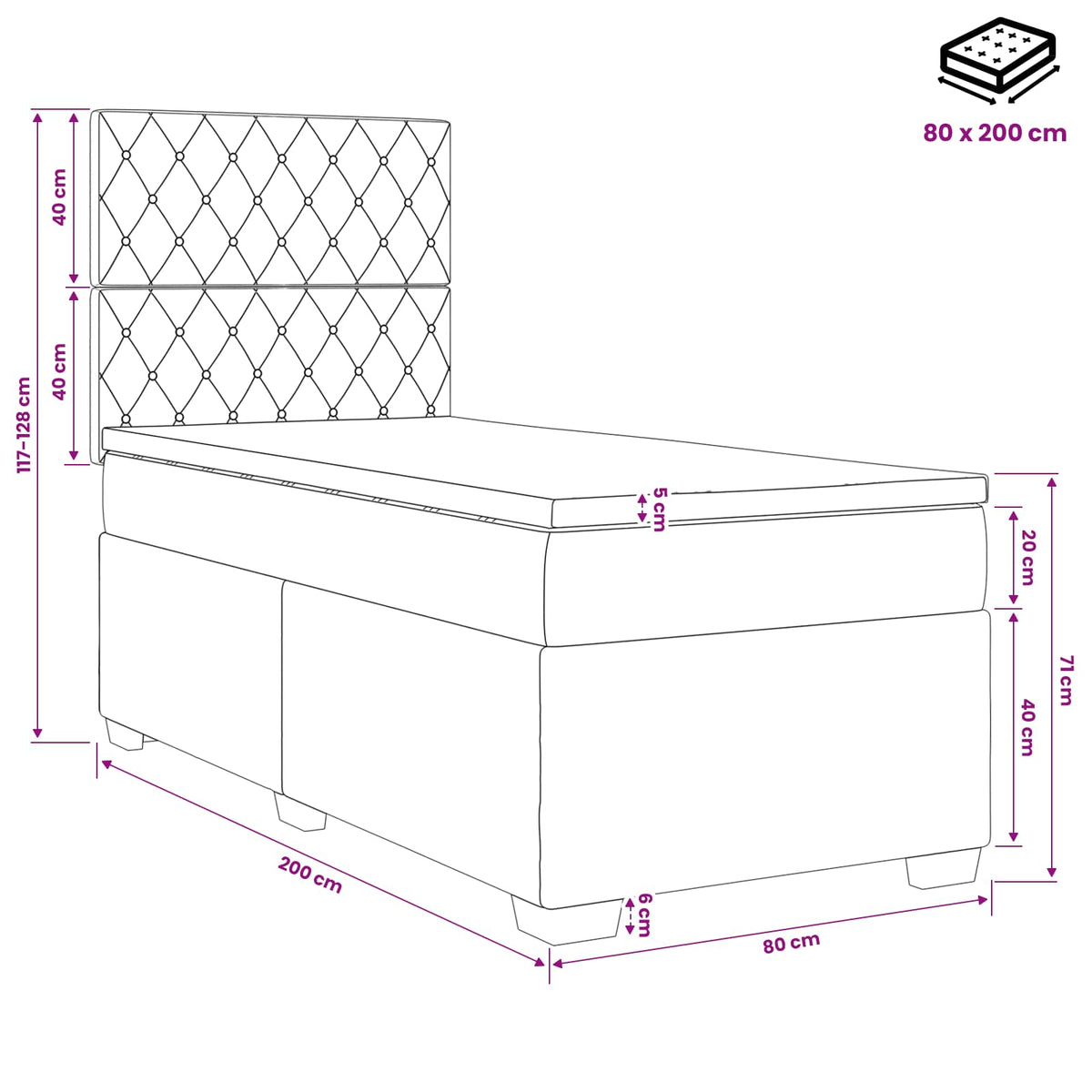 vidaXL Boxspring met matras fluweel blauw 140x190 cm