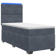 vidaXL Boxspring Bed met Matras en LED Donkergrijs 90 x 190 cm Fluweel