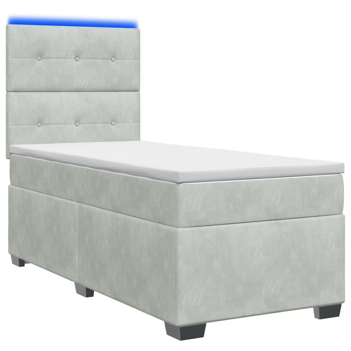 vidaXL Boxspring Bed met Matras en LED Donkergrijs 90 x 190 cm Fluweel