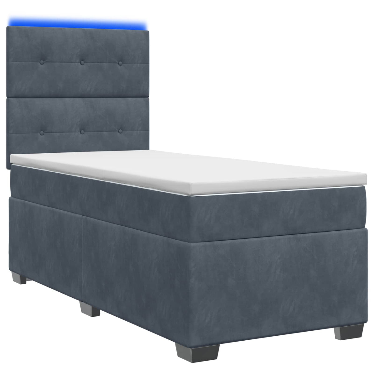 vidaXL Boxspring Bed met Matras en LED Donkergrijs 90 x 190 cm Fluweel