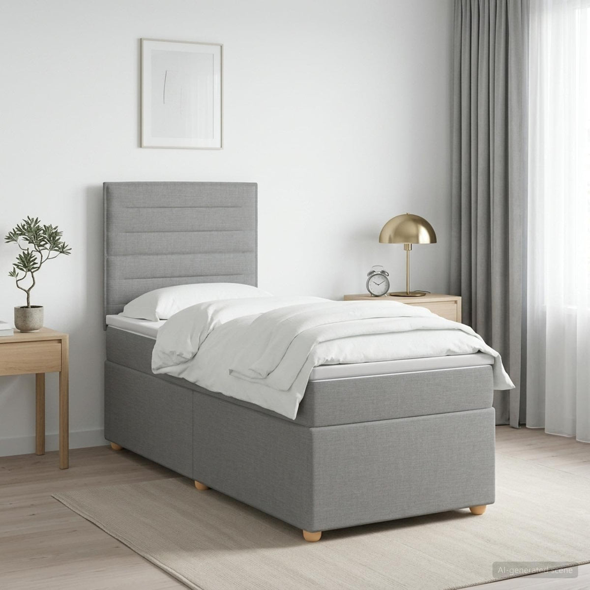 vidaXL Boxspring met matras stof lichtgrijs 80x200 cm