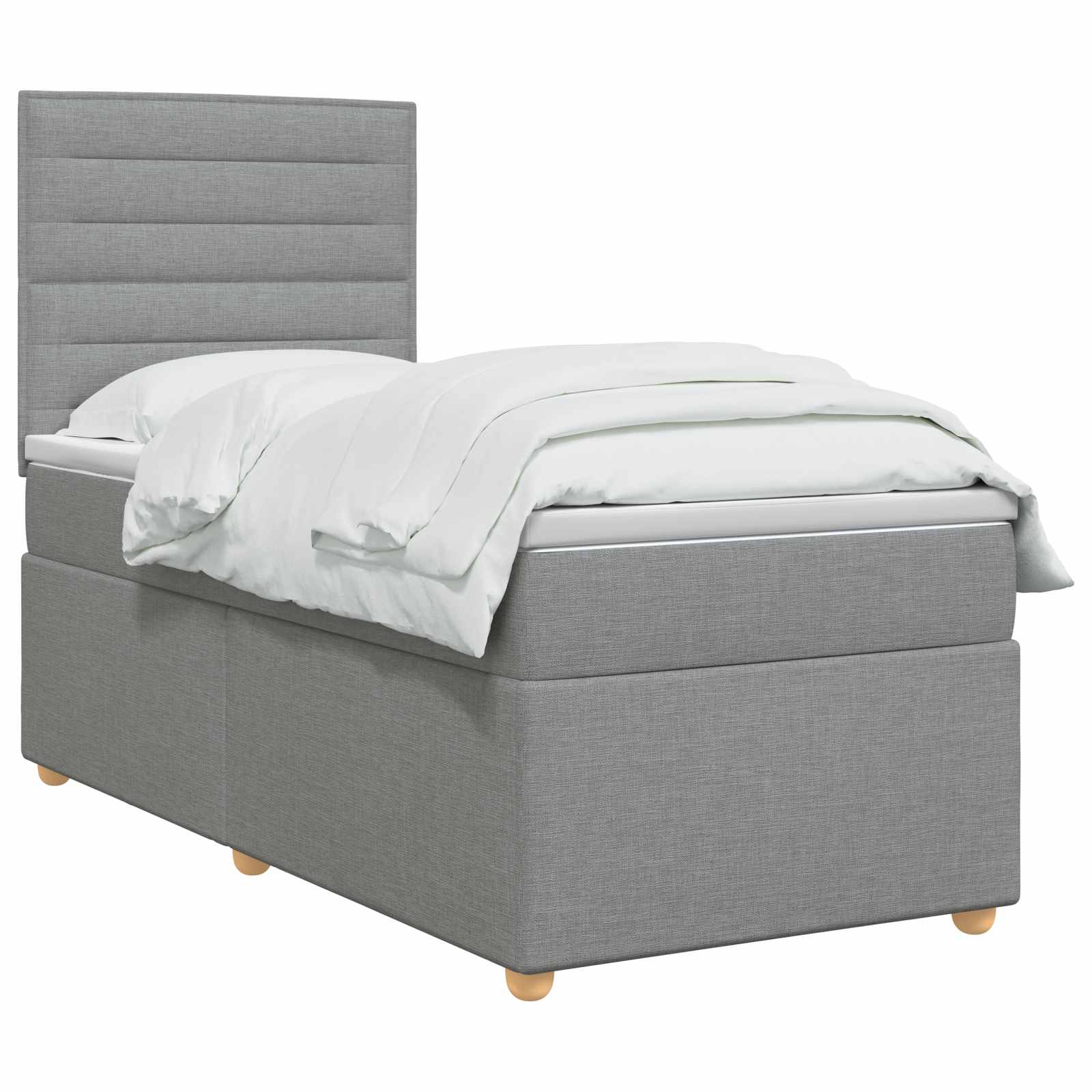 vidaXL Boxspring met matras stof lichtgrijs 80x200 cm