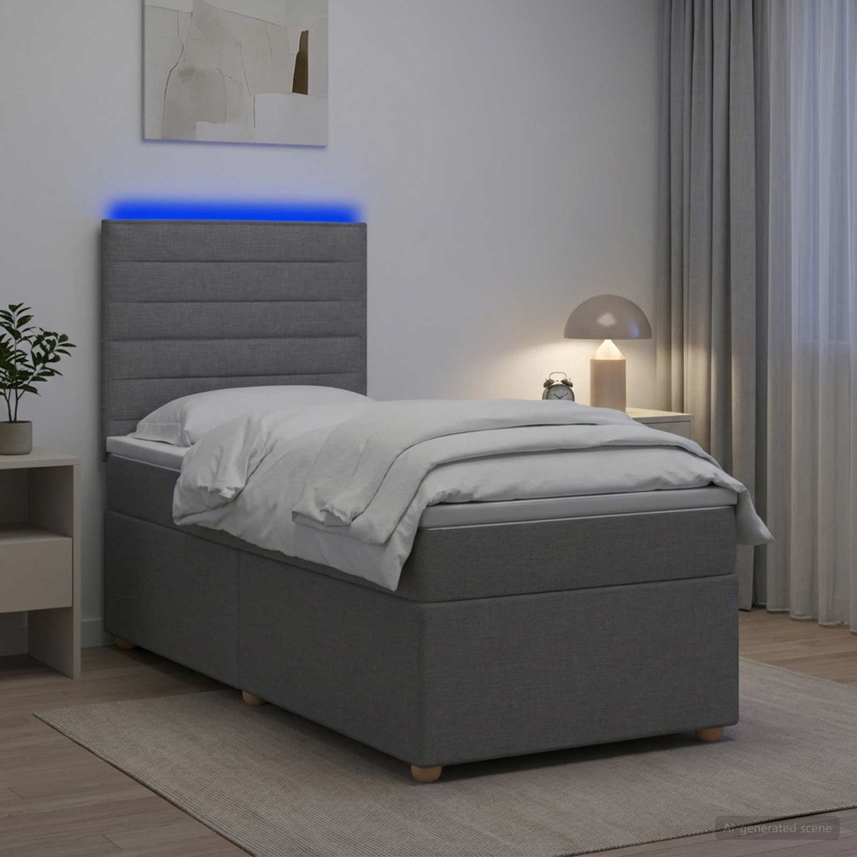 vidaXL Boxspring met matras stof lichtgrijs 80x200 cm