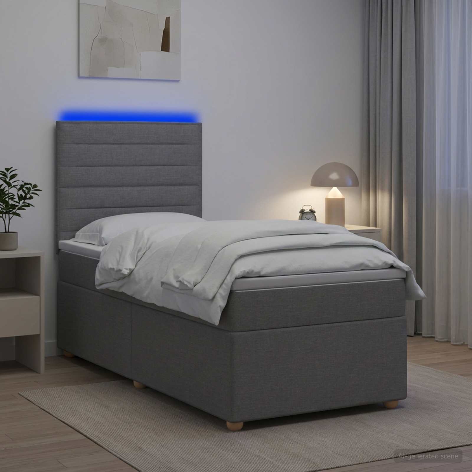 vidaXL Boxspring met matras stof lichtgrijs 80x200 cm