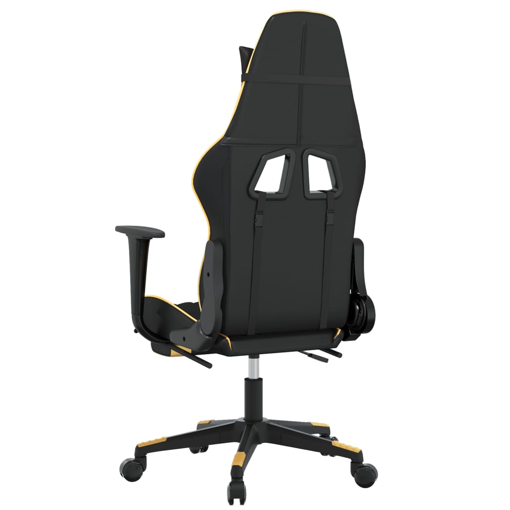 vidaXL Massage Gaming Chair with Footrest Faux Leather Black and Gold