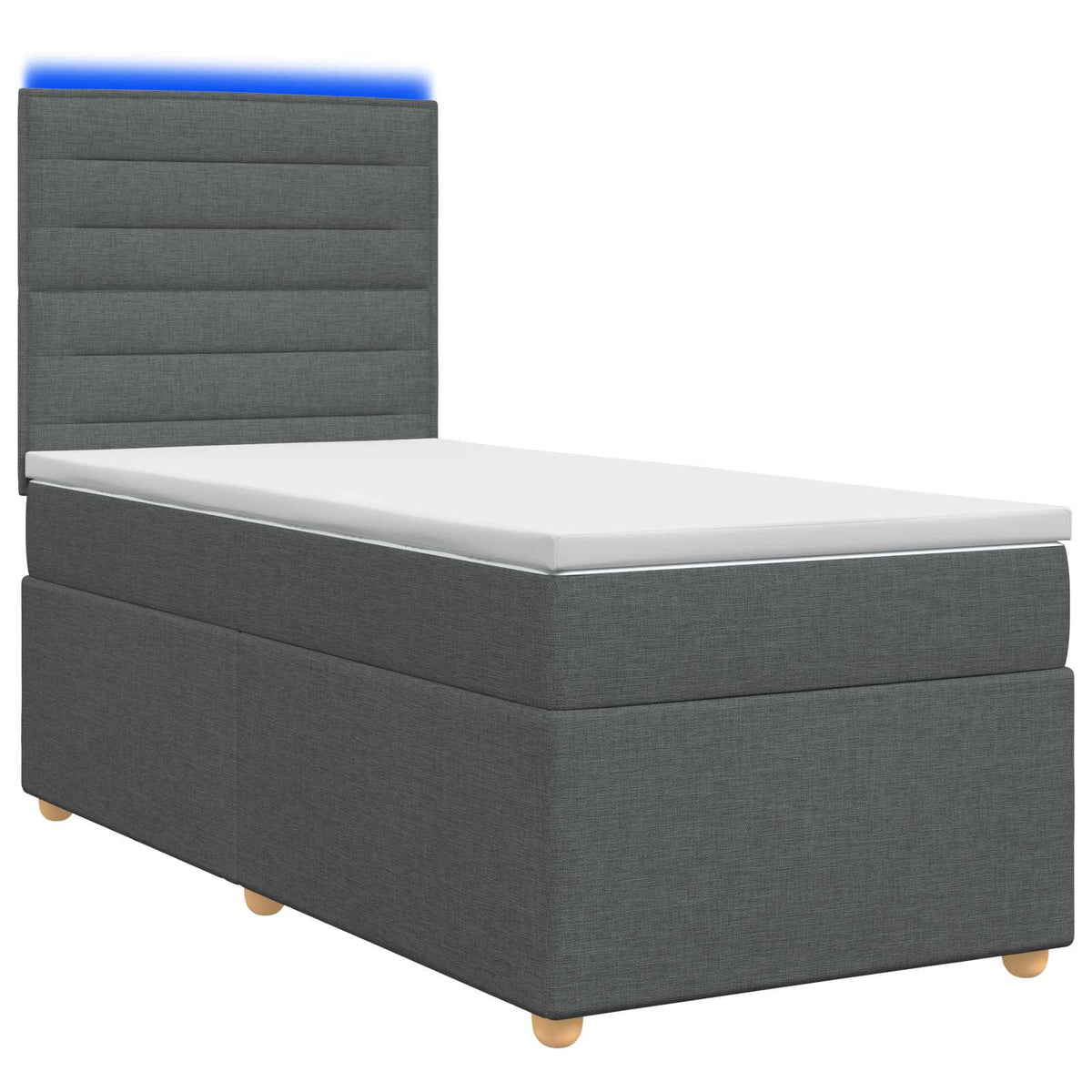 vidaXL LED Boxspring Bed met Matras Donkergrijs 90 x 190 cm Stof
