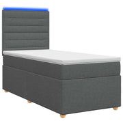 vidaXL LED Boxspring Bed met Matras Donkergrijs 90 x 190 cm Stof