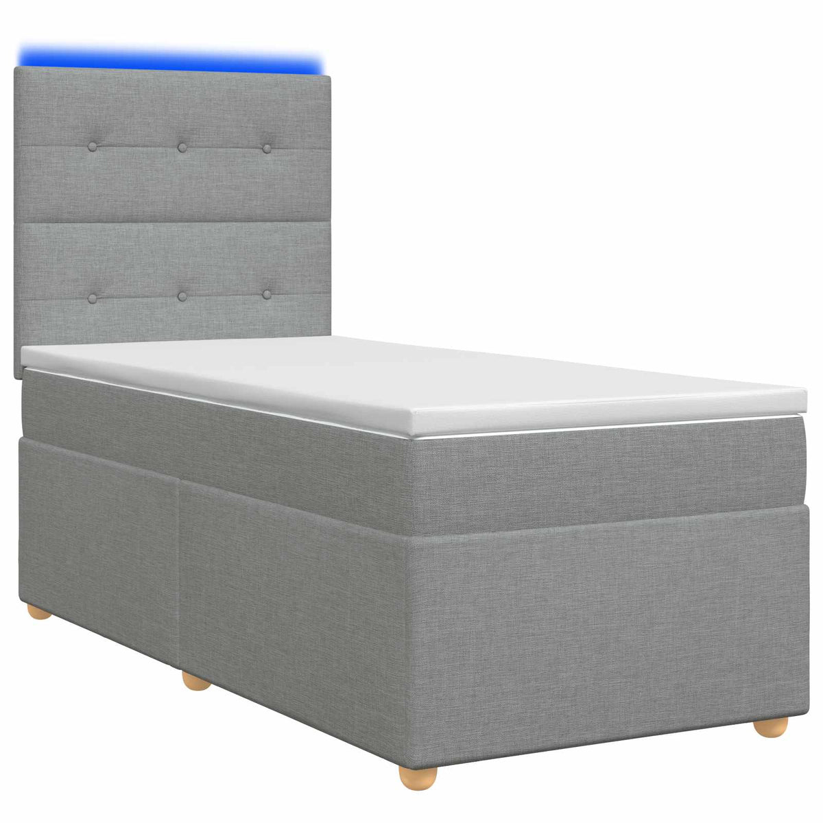 vidaXL LED Boxspring Bed met Matras Donkergrijs 90 x 190 cm Stof