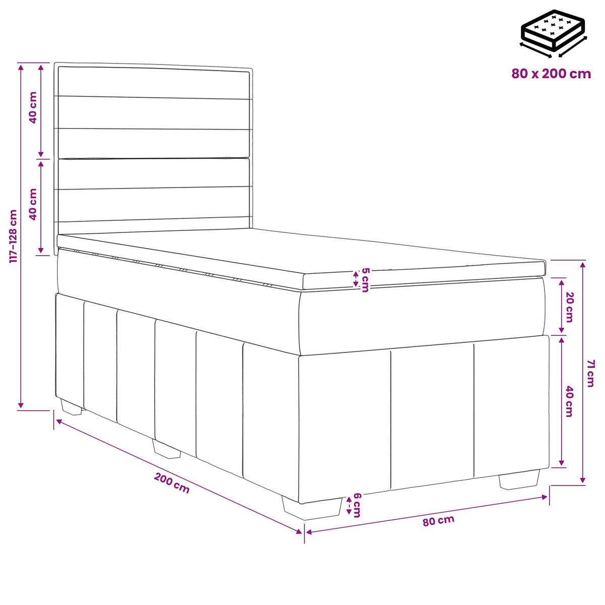 vidaXL Boxspring met matras stof lichtgrijs 160x200 cm