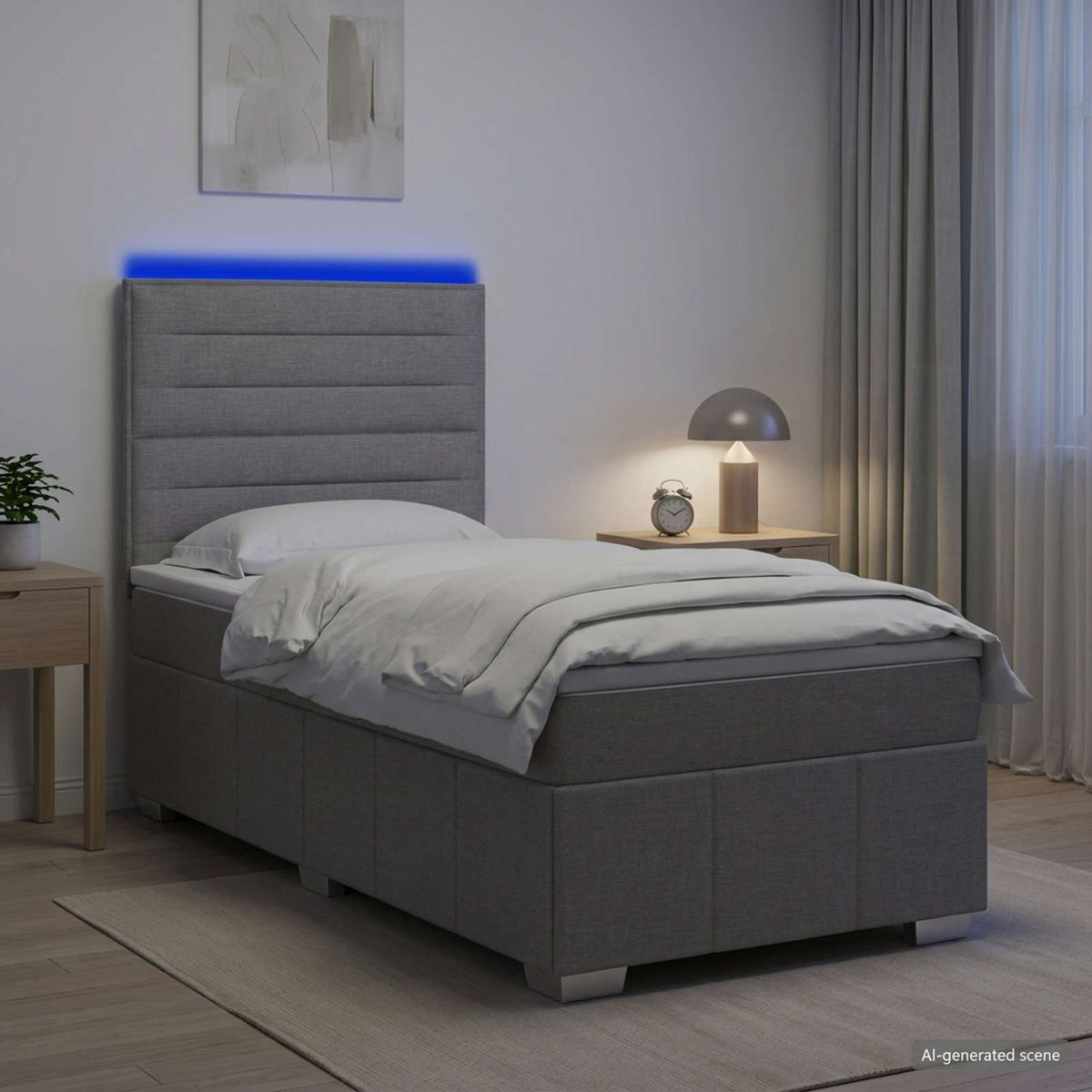 vidaXL Boxspring met matras stof lichtgrijs 160x200 cm
