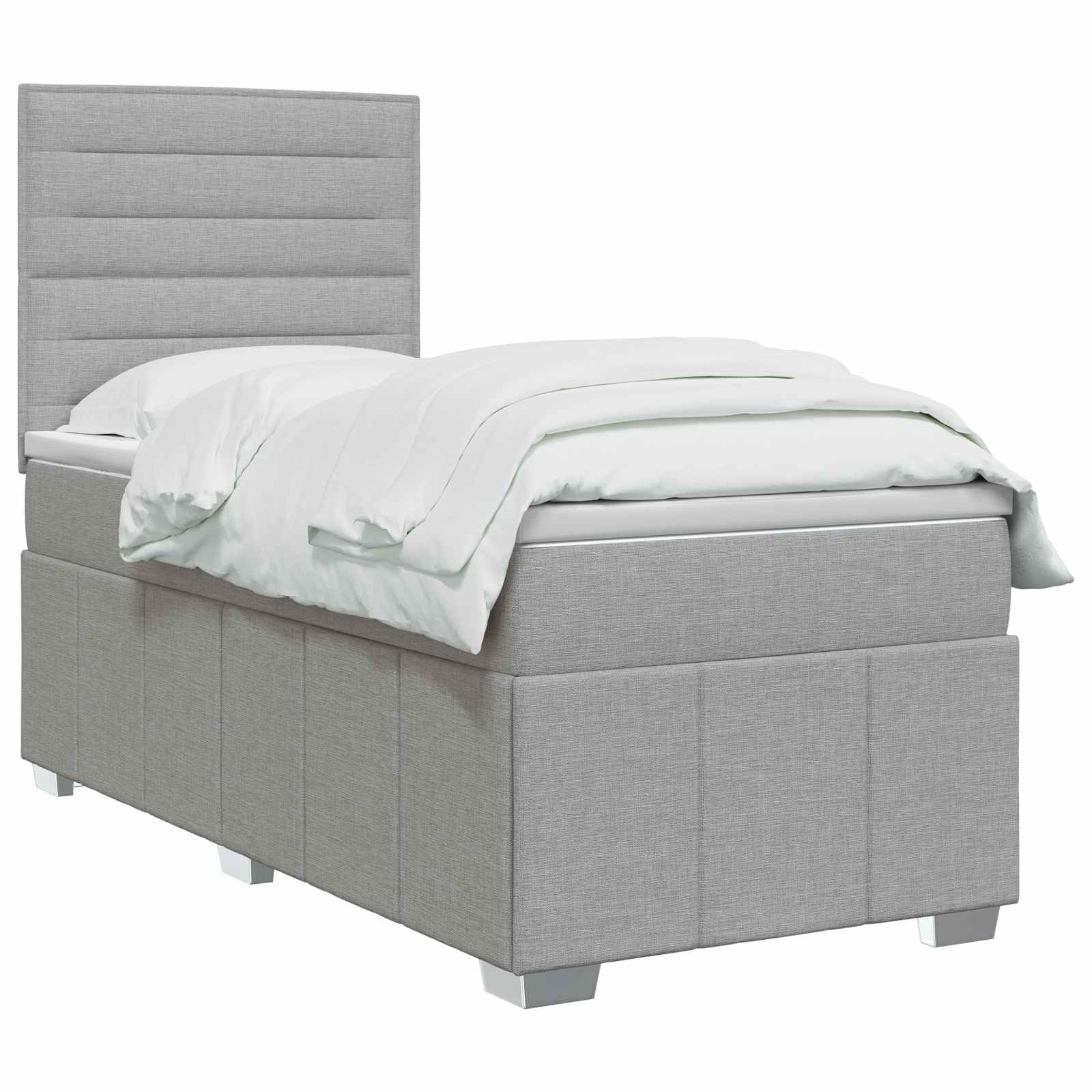 vidaXL Boxspring met matras stof lichtgrijs 160x200 cm