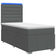 vidaXL LED Boxspring Bed met Matras Donkergrijs 90 x 190 cm Stof