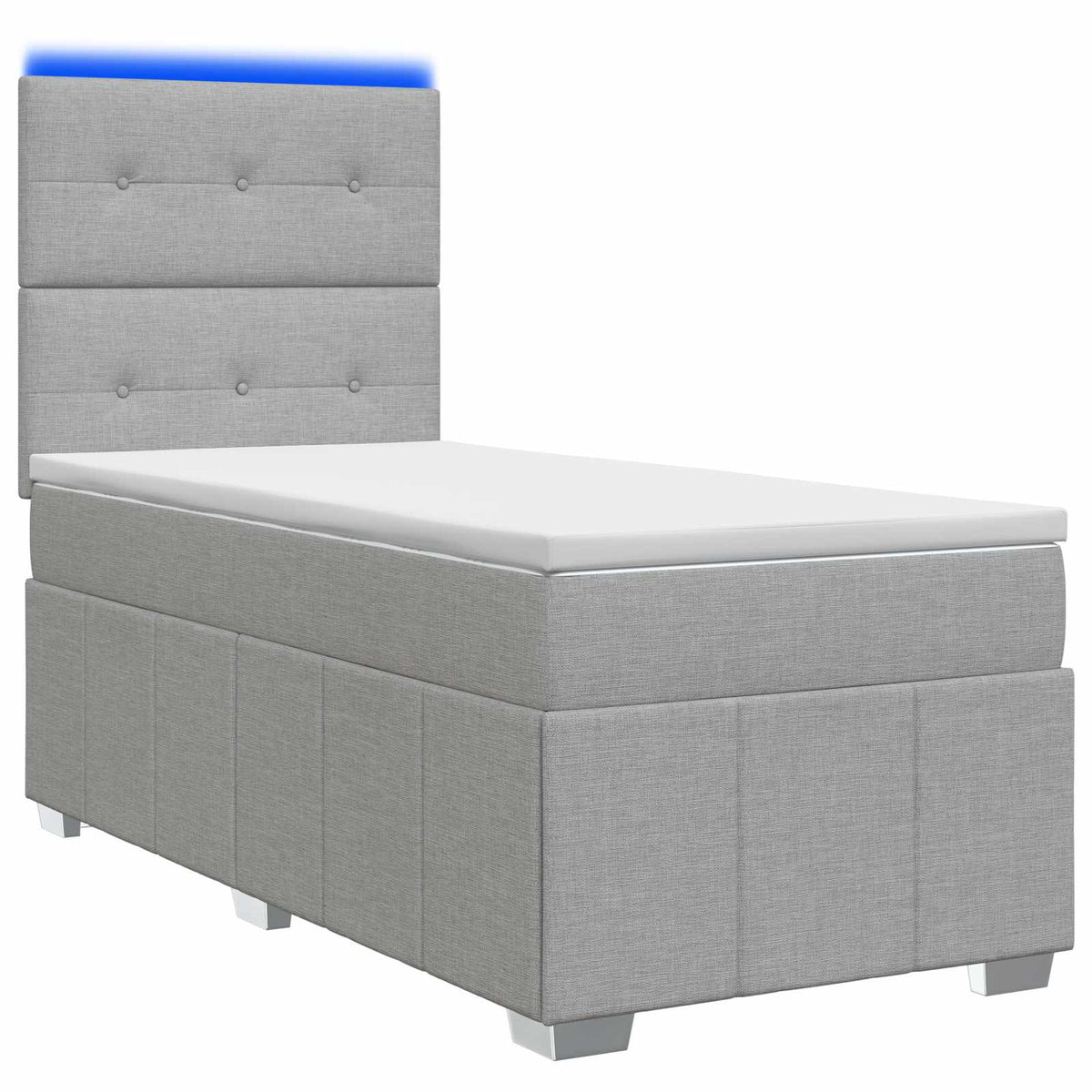 vidaXL LED Boxspring Bed met Matras Donkergrijs 90 x 190 cm Stof