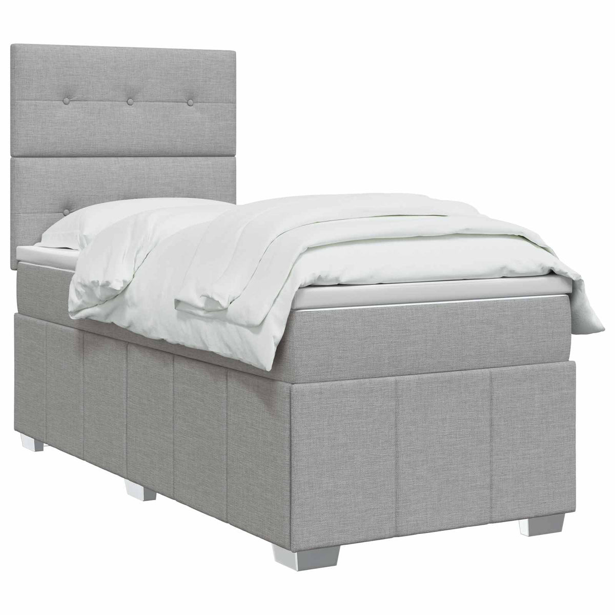 vidaXL LED Boxspring Bed met Matras Donkergrijs 90 x 190 cm Stof