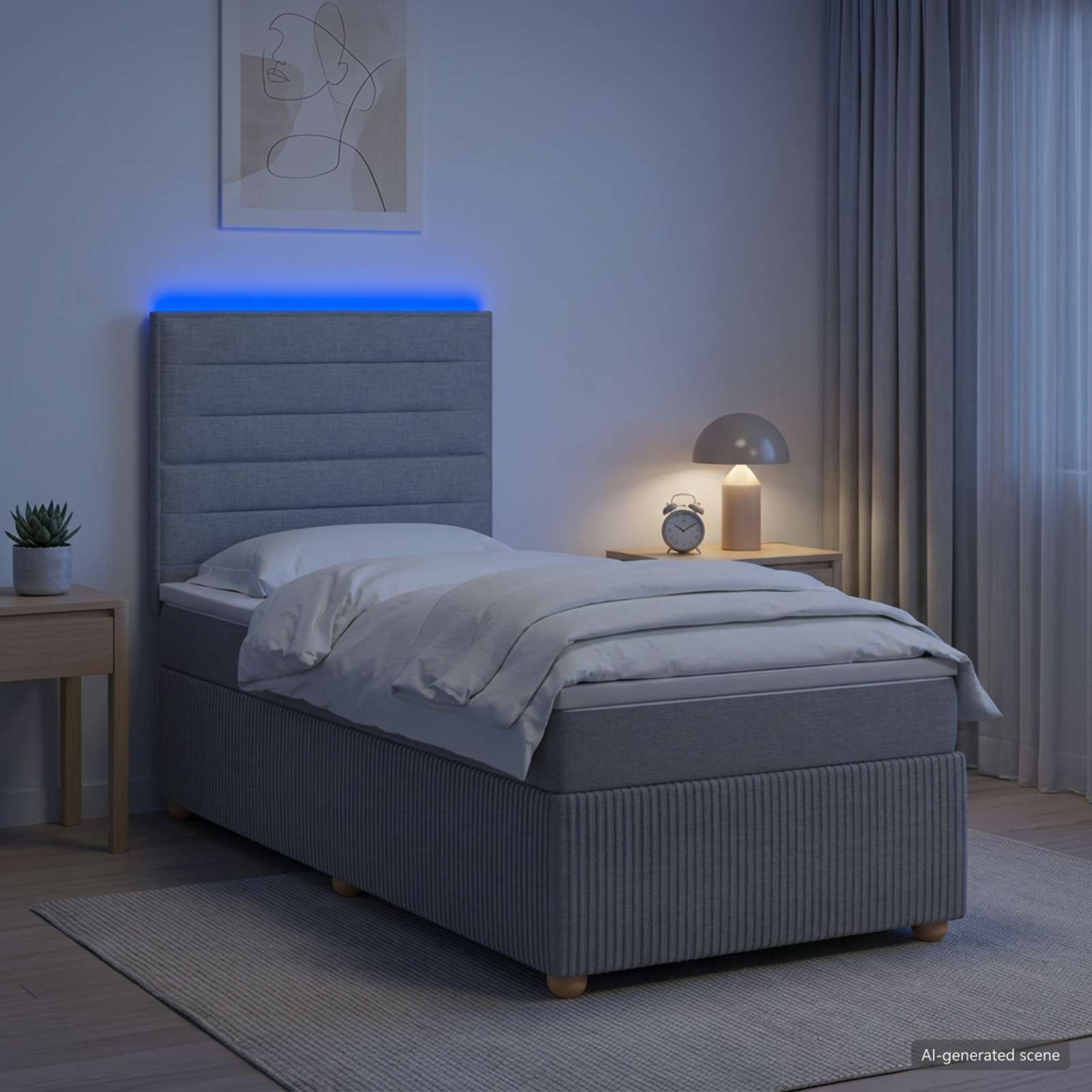 vidaXL Boxspring met matras stof lichtgrijs 90x190 cm