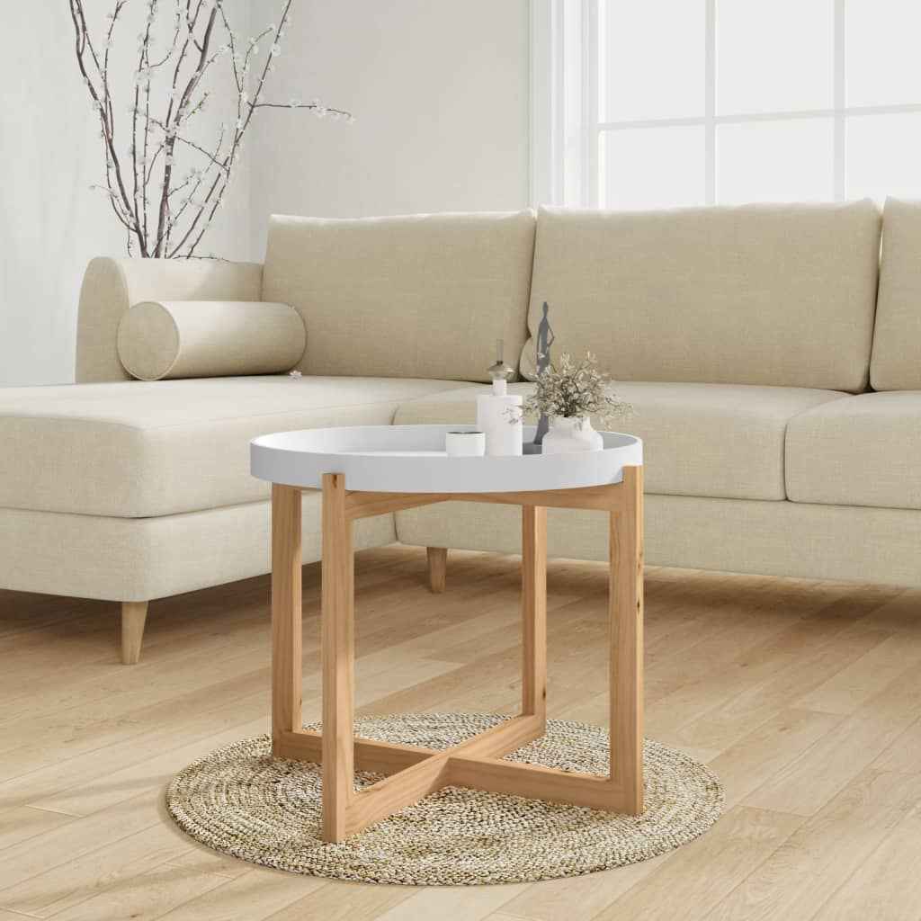 vidaXL Salontafel 53x53x43,5 cm bewerkt hout en grenenhout wit