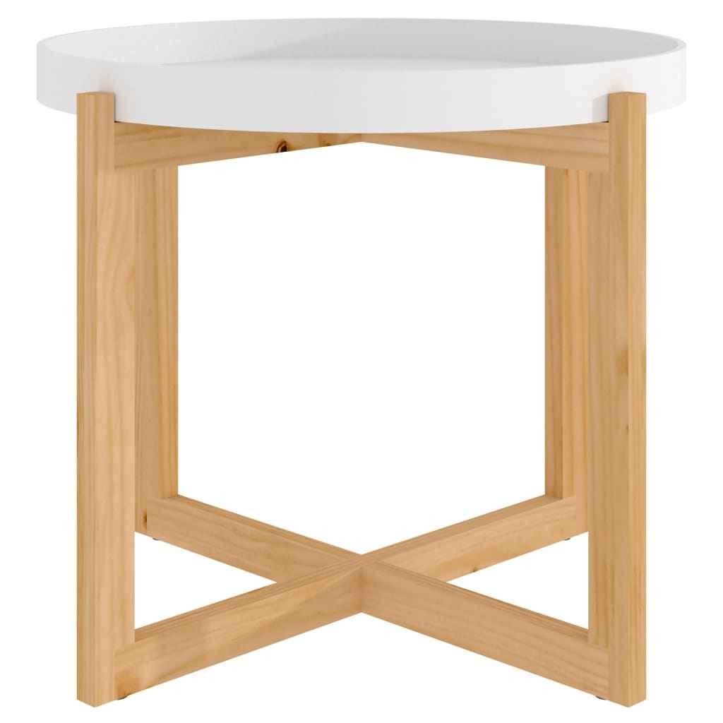 vidaXL Salontafel 53x53x43,5 cm bewerkt hout en grenenhout wit