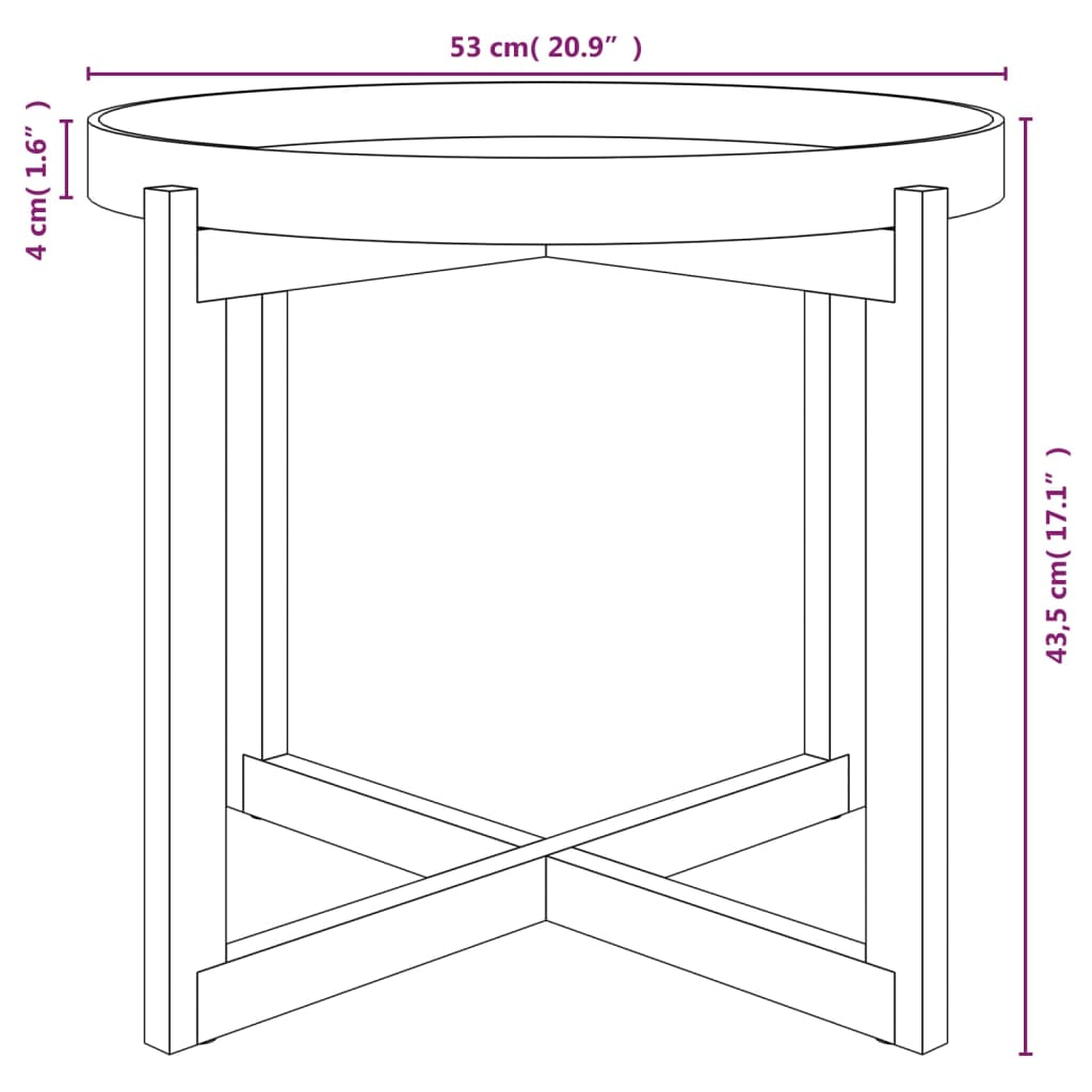 vidaXL Salontafel 53x53x43,5 cm bewerkt hout en grenenhout wit