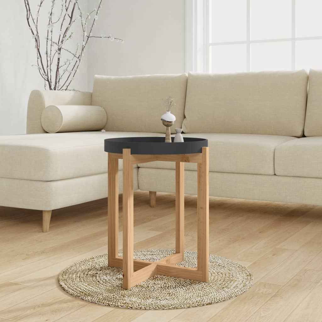 vidaXL Salontafel 41x41x48,5 cm bewerkt hout en grenenhout zwart