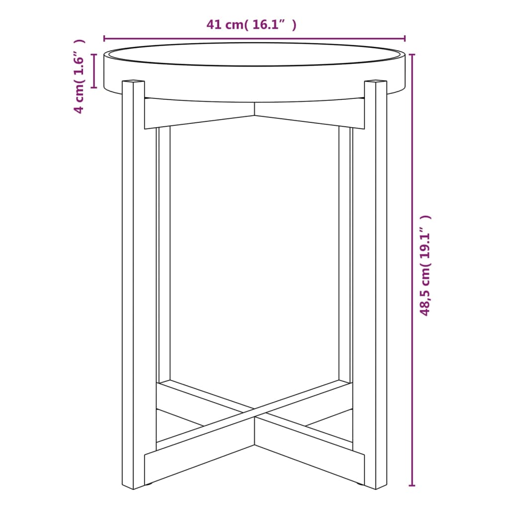 vidaXL Salontafel 41x41x48,5 cm bewerkt hout en grenenhout zwart