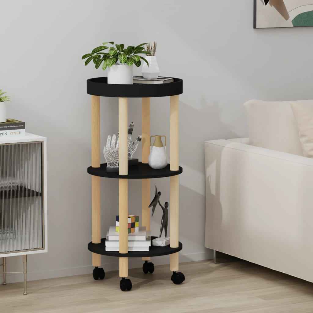 vidaXL Trolley 38x38x82 cm bewerkt hout en massief grenenhout wit