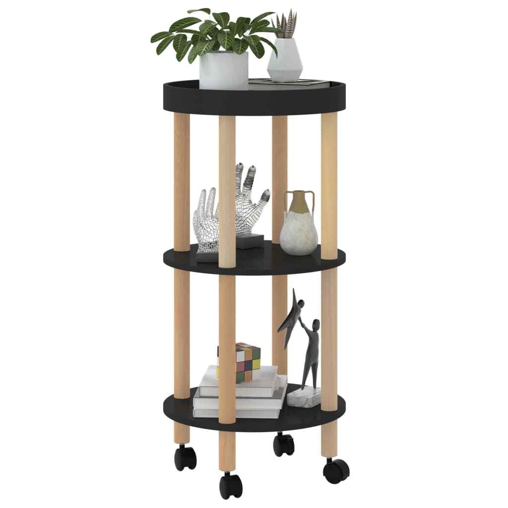 vidaXL Trolley 38x38x82 cm bewerkt hout en massief grenenhout wit