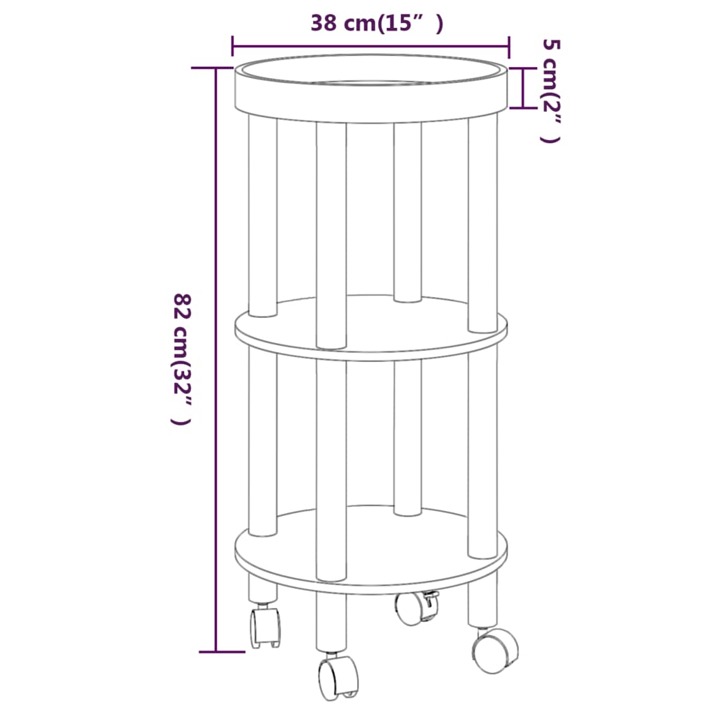 vidaXL Trolley 38x38x82 cm bewerkt hout en massief grenenhout wit