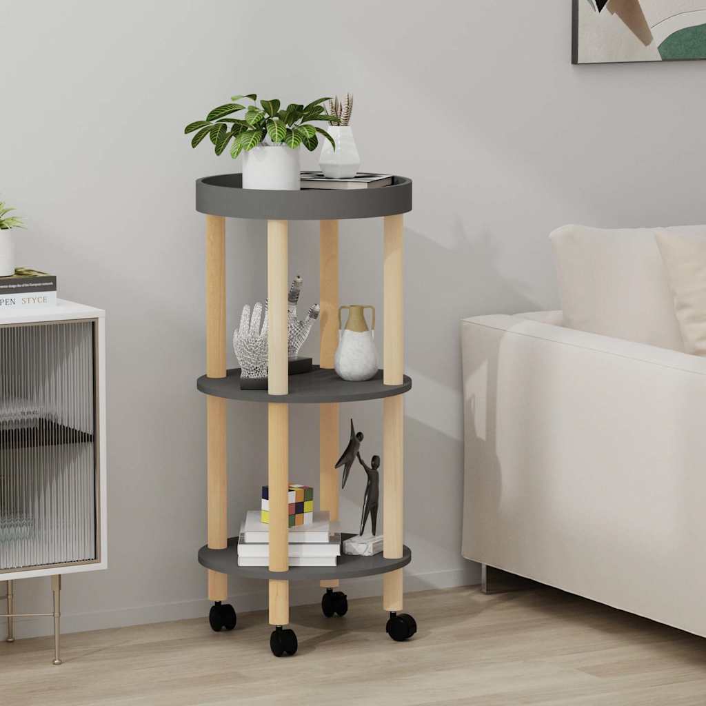 vidaXL Trolley 38x38x82 cm bewerkt hout en massief grenenhout wit