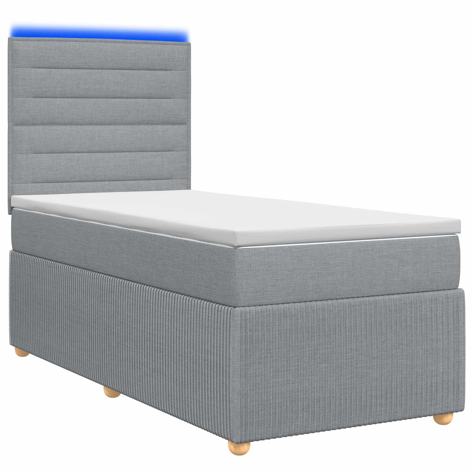 vidaXL LED Boxspring Bed met Matras Lichtgrijs 90 x 190 cm Stof