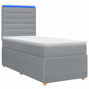 vidaXL LED Boxspring Bed met Matras Lichtgrijs 90 x 190 cm Stof