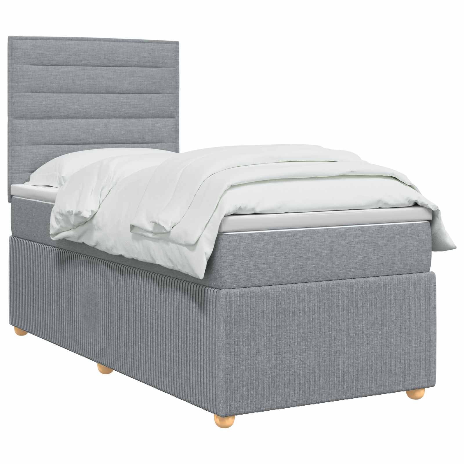 vidaXL LED Boxspring Bed met Matras Lichtgrijs 90 x 190 cm Stof