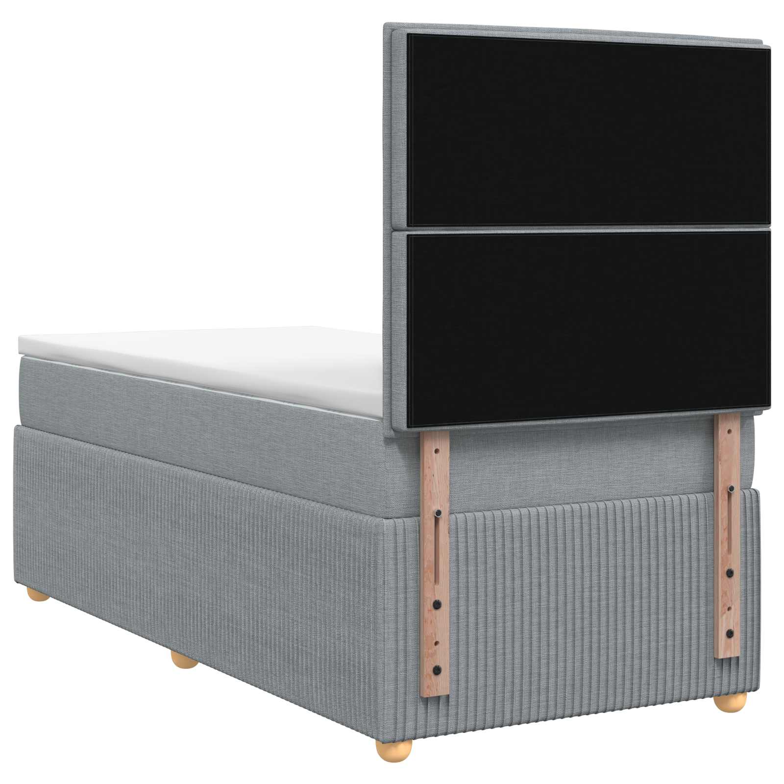 vidaXL LED Boxspring Bed met Matras Lichtgrijs 90 x 190 cm Stof