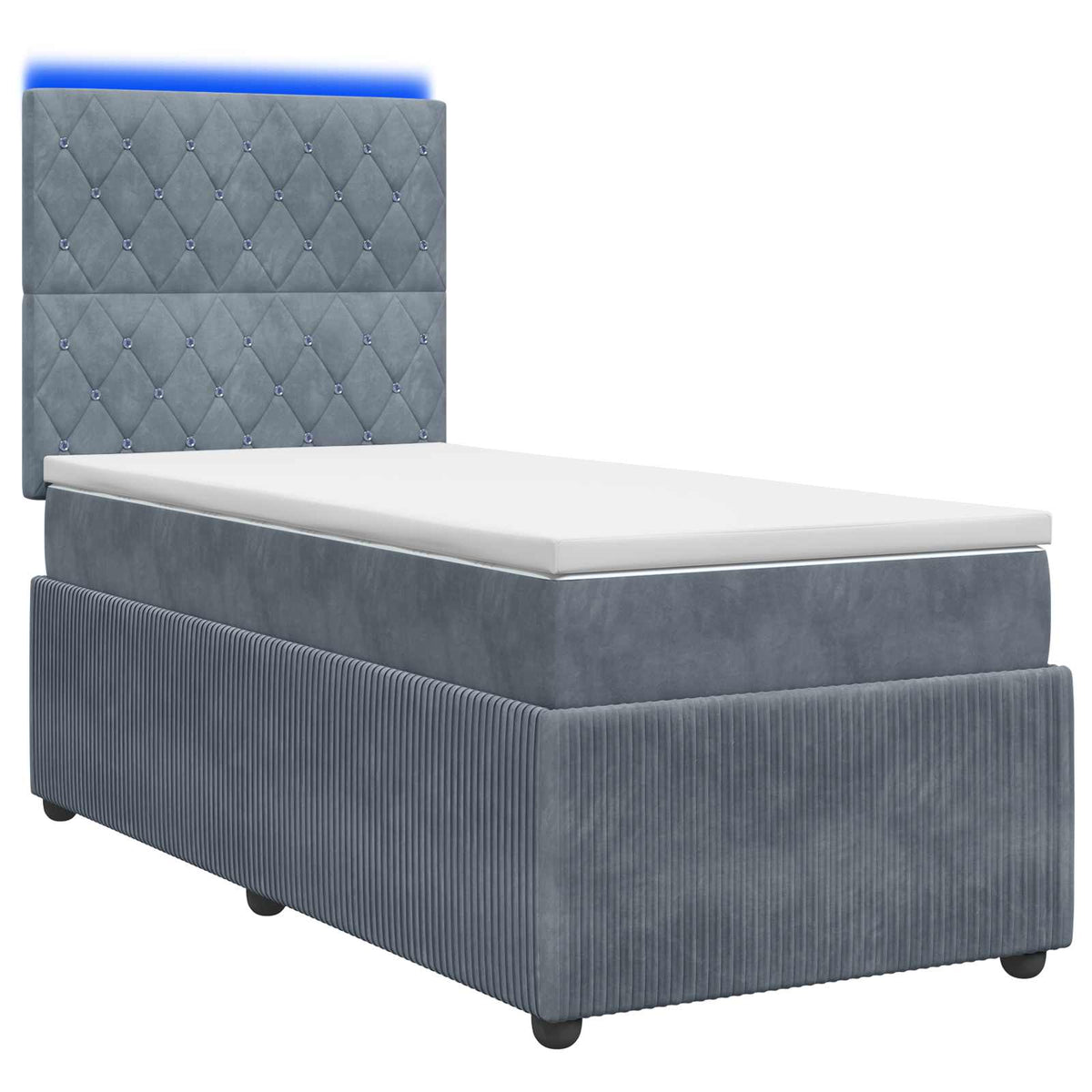 vidaXL LED Boxspring Bed met Matras Donkergrijs 90 x 190 cm Fluweel