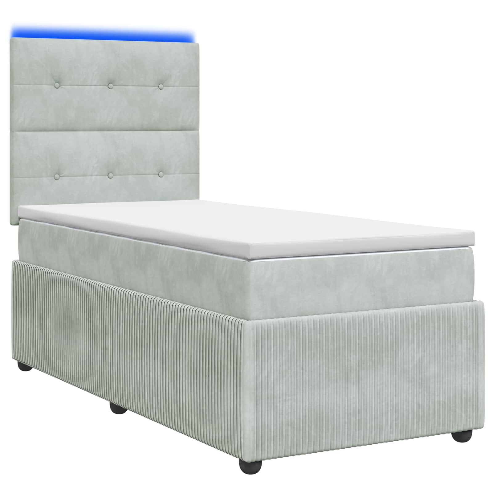 vidaXL LED Boxspring Bed met Matras Donkergrijs 90 x 190 cm Fluweel