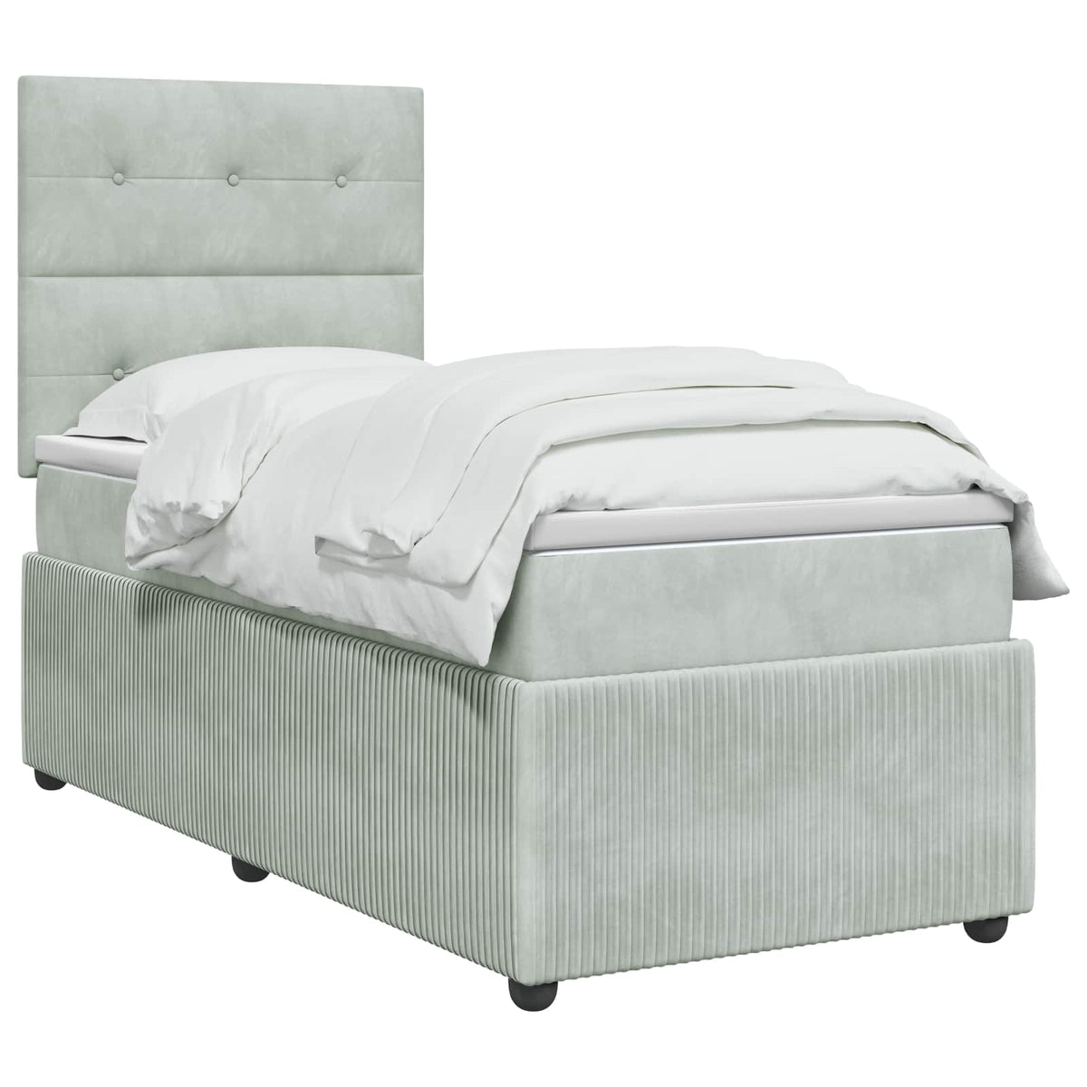 vidaXL LED Boxspring Bed met Matras Donkergrijs 90 x 190 cm Fluweel
